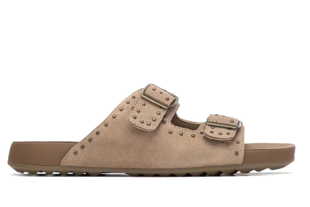 Sandalias planas bio XTI 145122 beige para mujer | Sandalias de serraje cómodas y tendencia