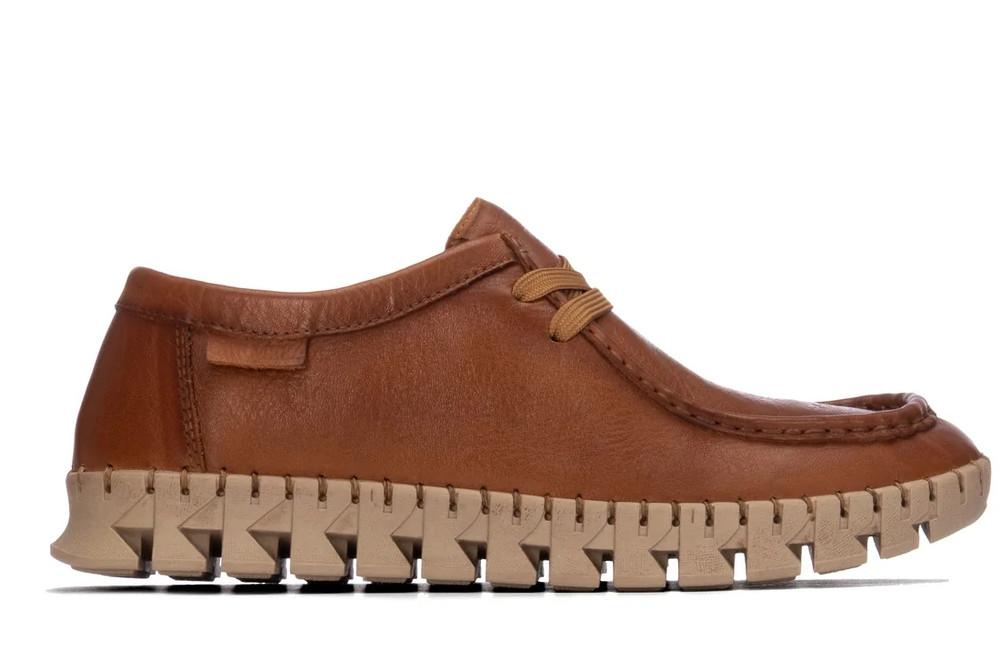 Zapatillas deportivas planas de piel para mujer Carmela 164393 camel