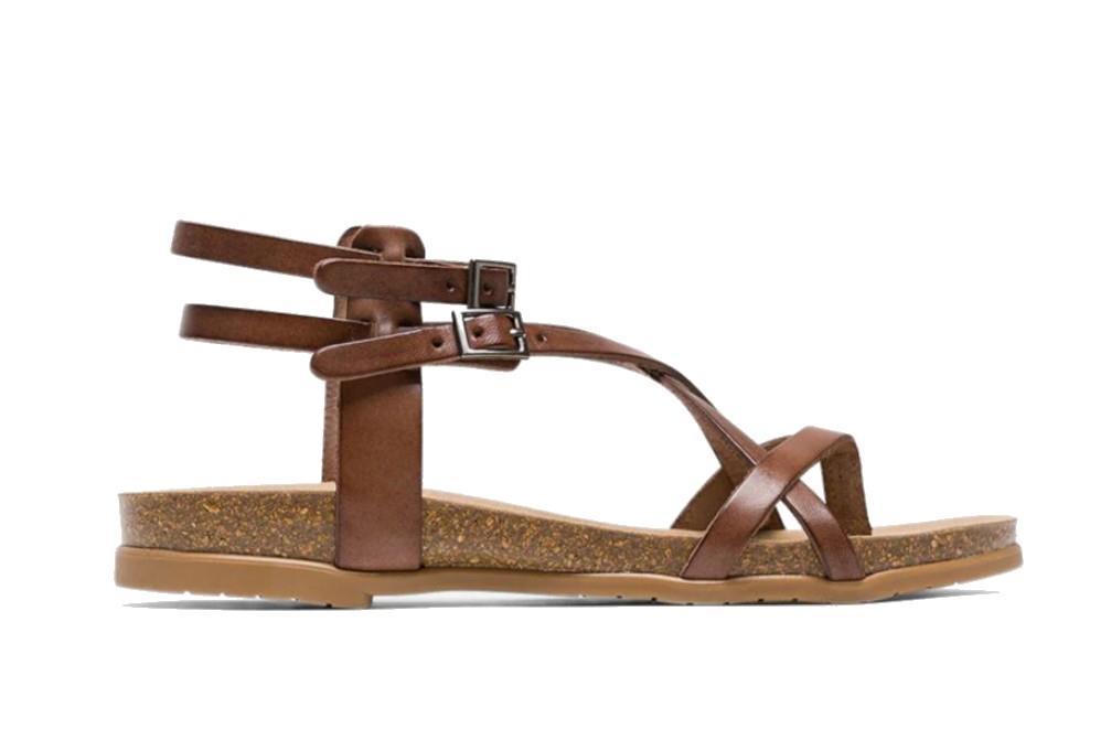 Sandalias planas bio romanas Porronet Selena 3133 en moka