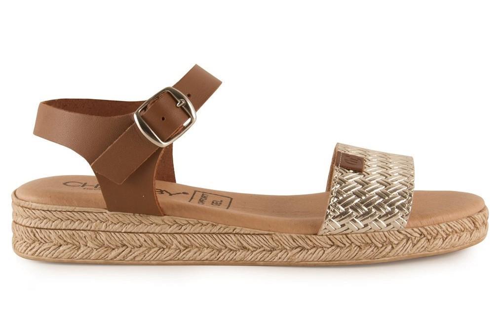 Sandalias planas Tekila 256 en platino para mujer