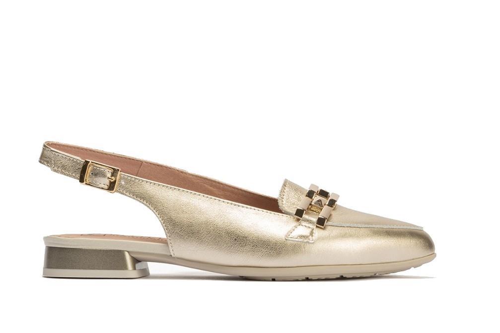 Mocasin destalonado Pitillos 5785 en oro para mujer
