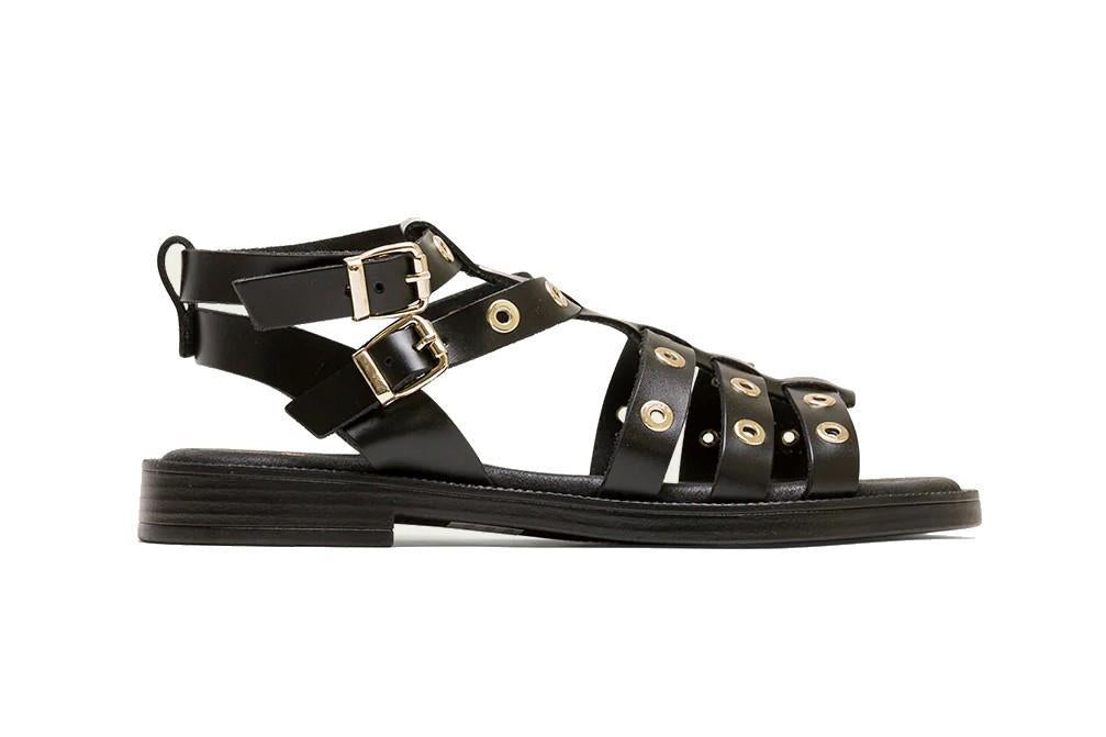 Sandalias planas Romanas Porronet Mia 3125 en negro