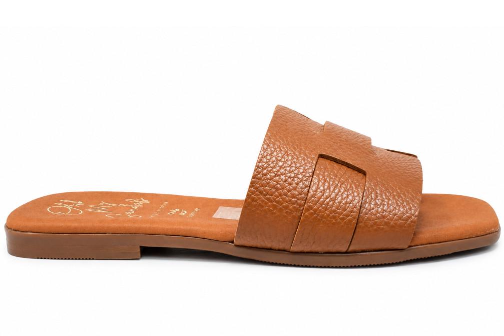 Sandalias planas Oh! My Sandals Alexia 5800 roble para mujer – de pala Metalizada y Máxima Comodidad