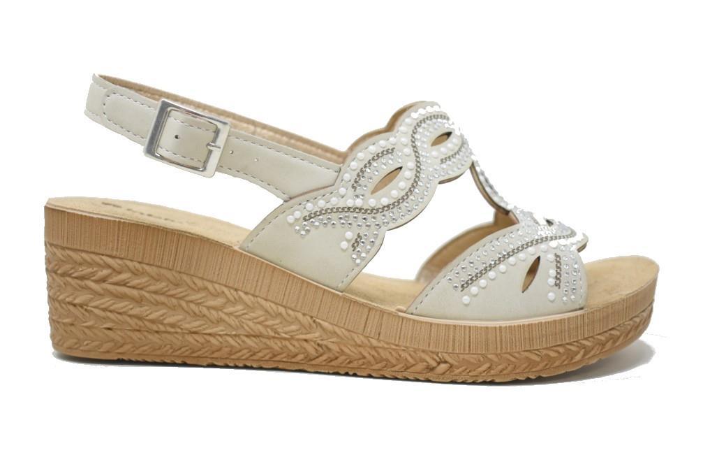 Sandalias con cuña inblu GO000014 en beige