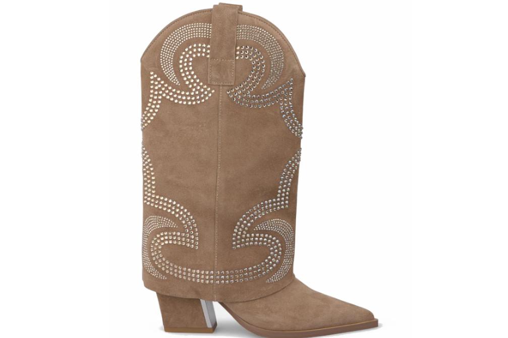 Botas cowboy de ante Alma en Pena I260758 visón con pedrería
