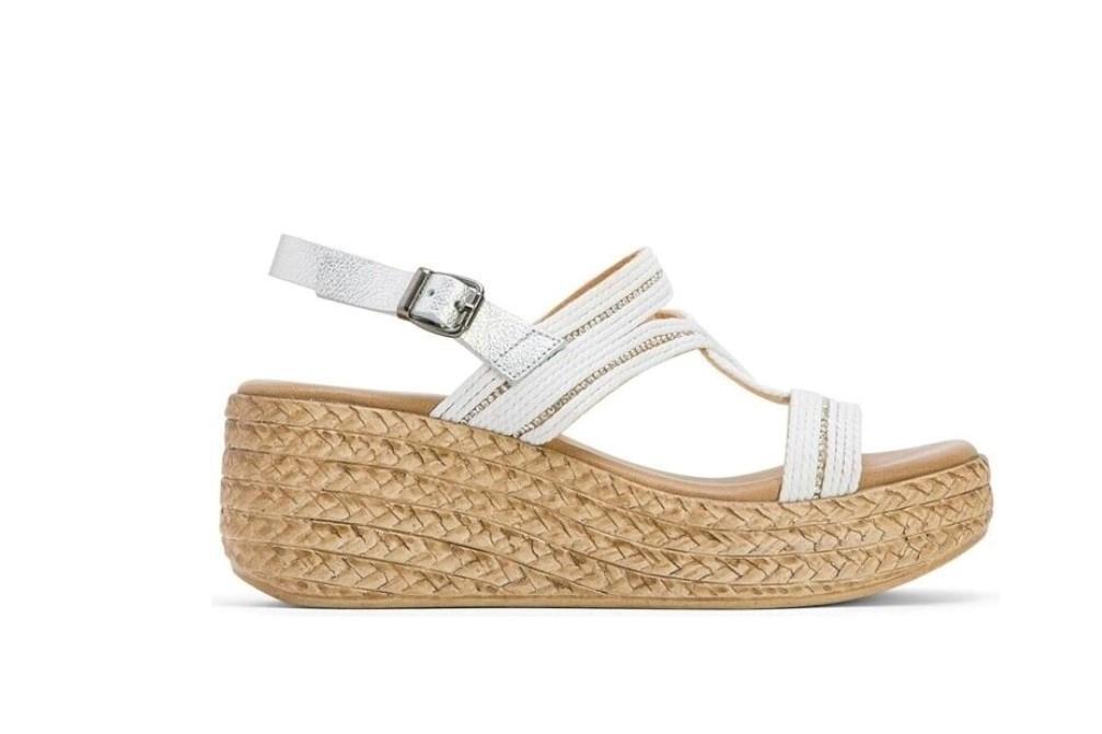 Sandalias con cuña Porronet Gala 3036 en blanco