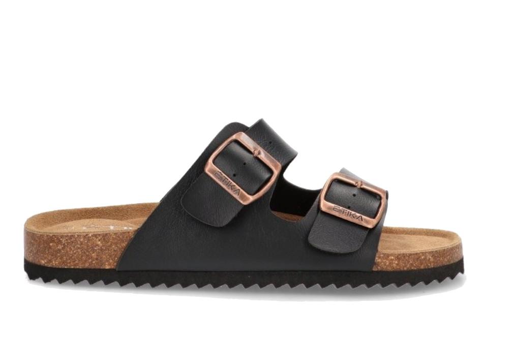 Sandalia Bio ETIKA 41012 Negro para Hombre | Sandalias Planas con Hebillas y Plantilla Confort