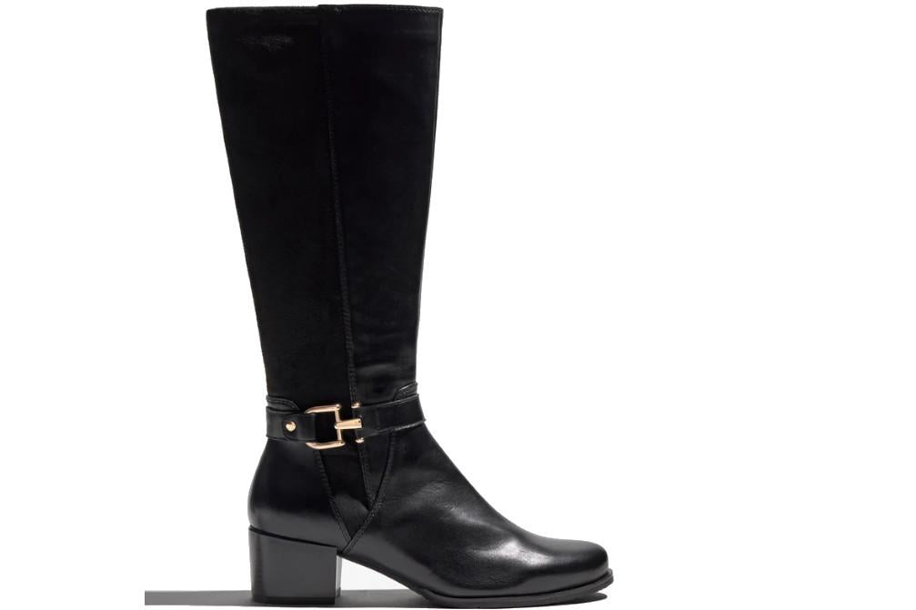 Bota alta de piel negra hasta la rodilla Regarde le Ciel Jolene-35 para mujer