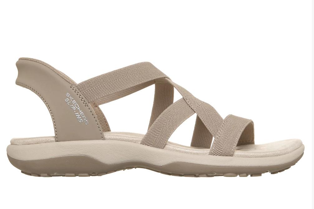 Sandalias Skechers Slip-ins Reggae Slim Stretch Flex Taupe Mujer 163460 | Cómodas, Ligeras y Fáciles de Calzar