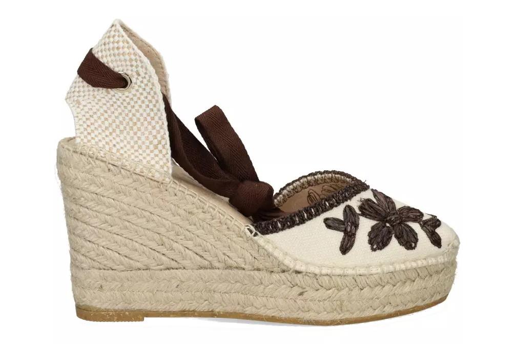 Alpargatas de cuña alta Alhamas Romero 12122BP7D de yute con estampado de flores