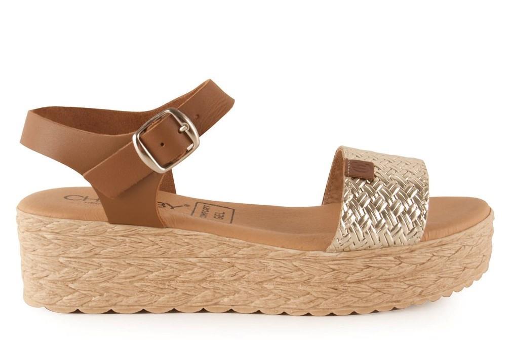 Sandalias con cuña Chamby 327 en platino para mujer