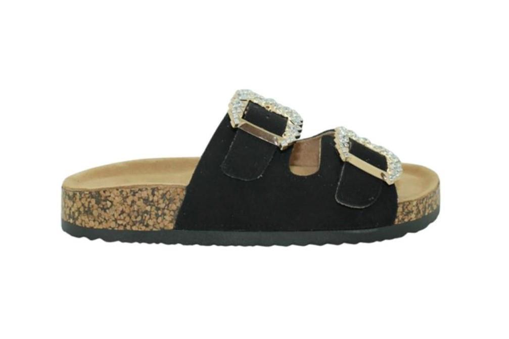 Sandalias planas bio Isteria 25229 en negro para mujer