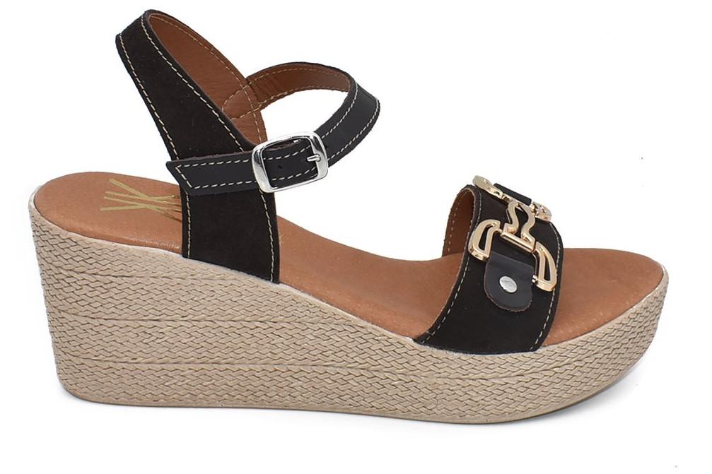 Sandalias con cuña Cokketa 510 Sandalias de Piel Marrón con detalles