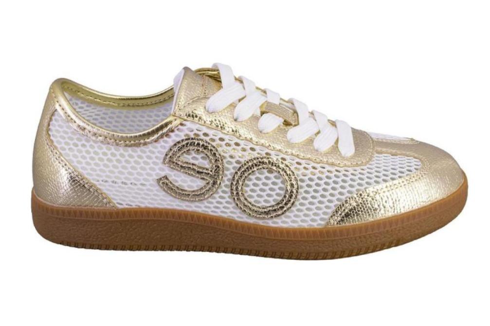 Zapatillas deportivas ligeras Eonet Eoligeros en blanco y oro para mujer