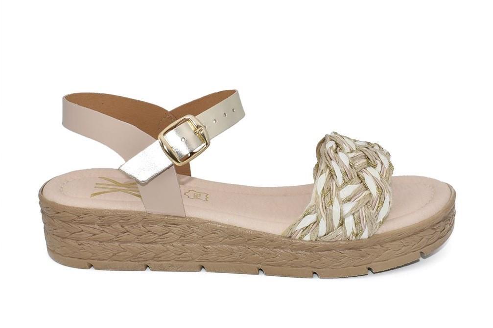 Sandalias con cuña Cokketa 1501 en beige para mujer