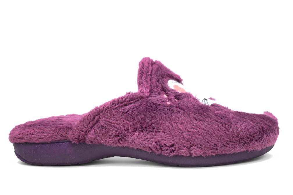 Zapatillas de casa Cabrera 4552 Ratón ciruela con bordado para mujer