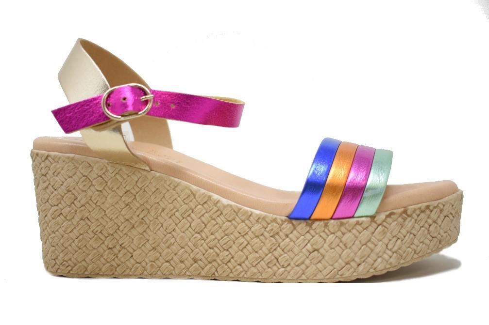 Sandalias con cuña Fiordi 2615 en multicolor para mujer