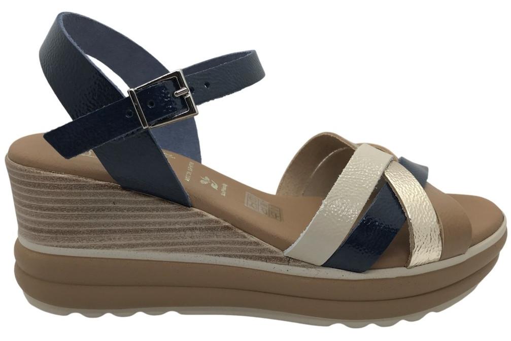 Sandalias de Cuña Mujer Oh! My Sandals 6004 Marino – Piel Charol, Plataforma Cómoda y Diseño Elegante