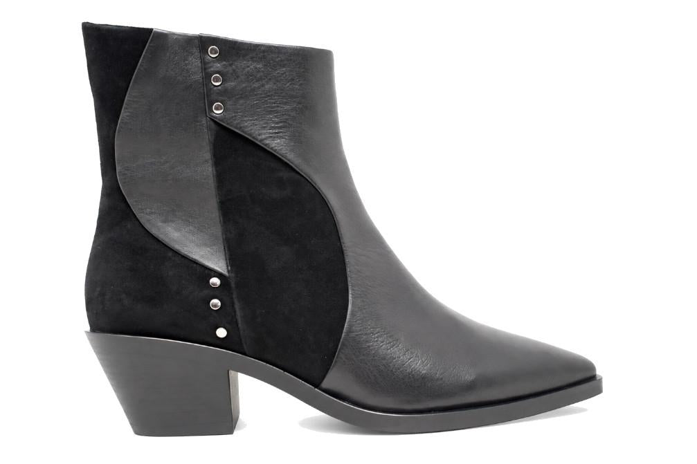 Botines de ante negros estilo western Regarde le Ciel Helly-01 para mujer