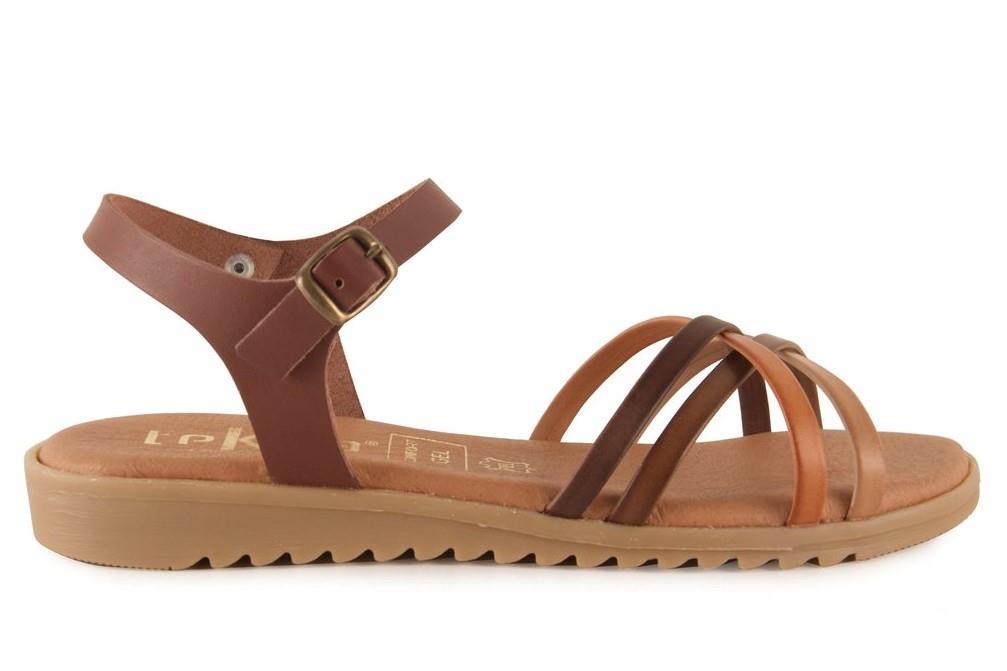 Sandalias planas Tekila 13152 en cuero para mujer