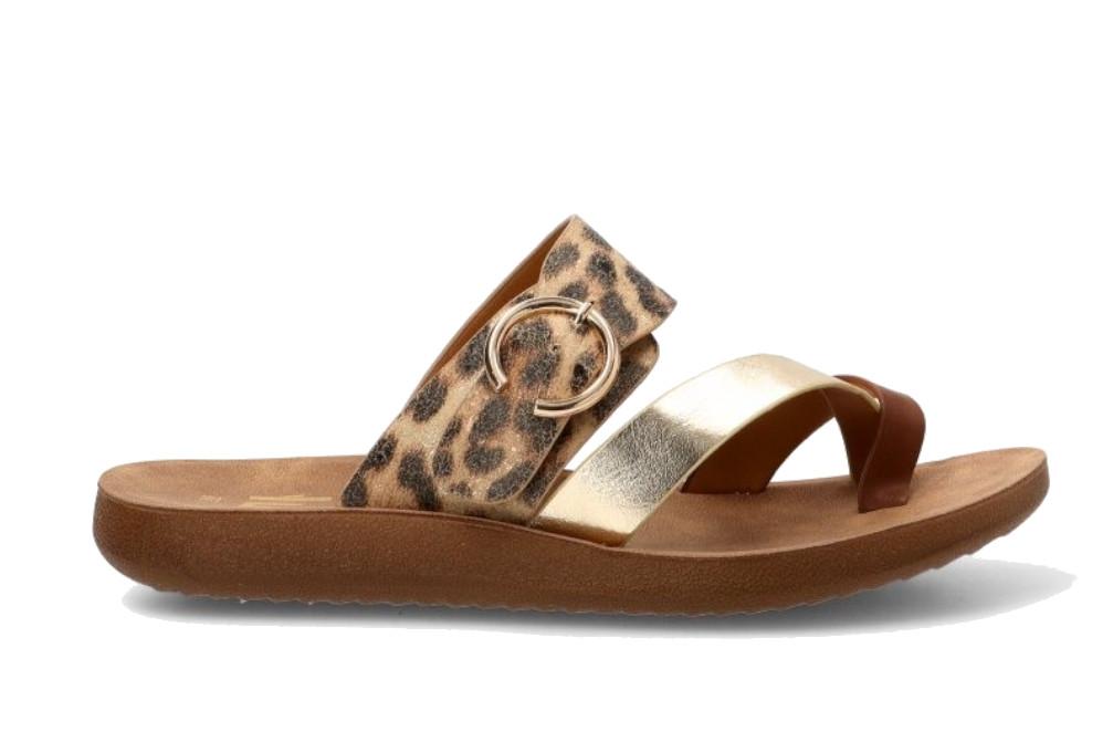 Sandalia Leopardo Mujer ETIKA 10128 | Sandalia Plana con Hebilla