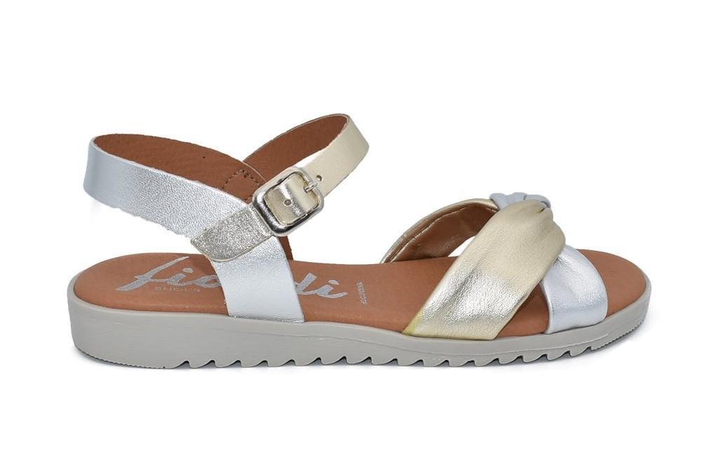 Sandalias planas cómodas Fiordi 101 en platino