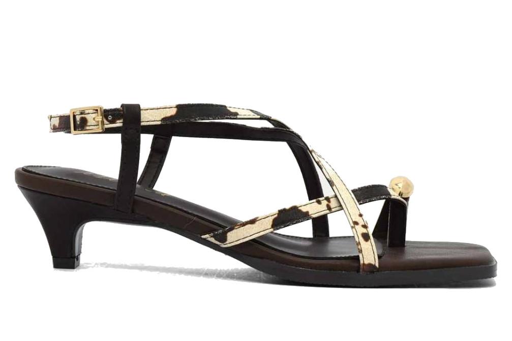 Sandalia de tacón bajo ISTERIA 1094 animal print para mujer | Sandalias de dedo