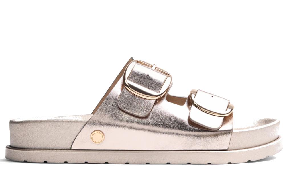Sandalias Bio Gioseppo 78797 Svedala Platino con Acabado Metalizado y Plataforma para Mujer