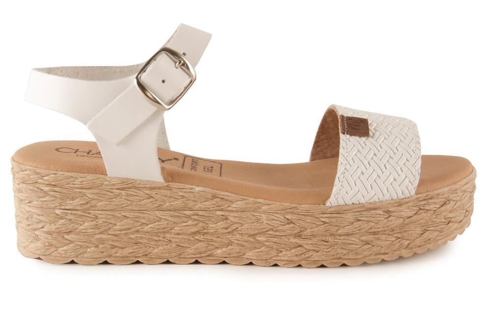 Sandalias con cuña Chamby 327 en blanco para mujer