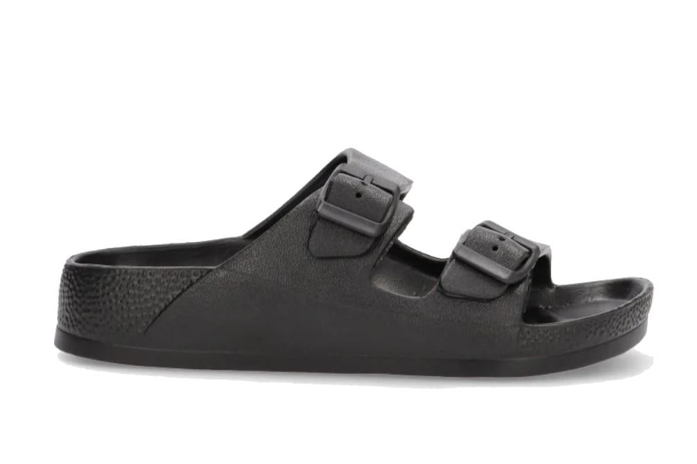 Sandalias planas Bio de Goma ETIKA NISIROS 10076 negro para Mujer con Hebilla - Chanclas de piscina