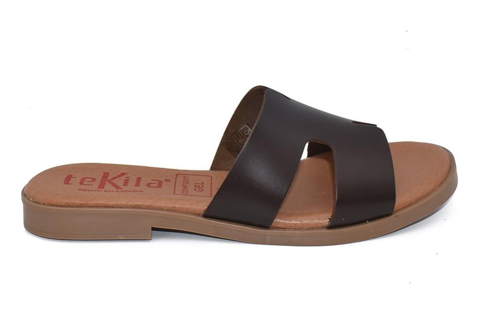 Sandalias de Pala Tekila 141 Metalizada color marrón Mujer | Piel, Plantilla Gel y Máximo Confort