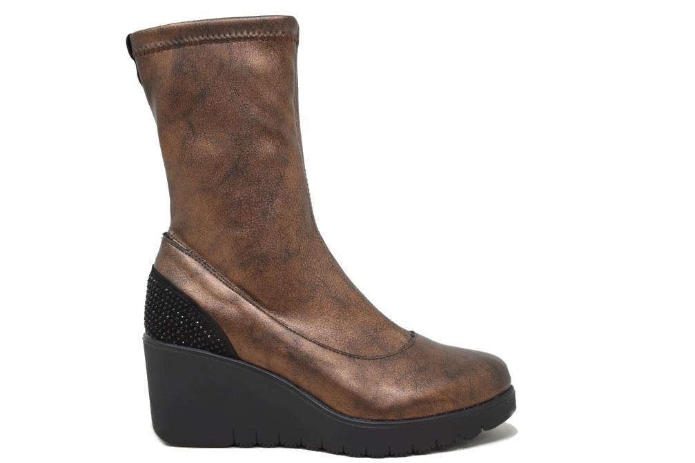 Botines con cuña Paula Urban Kara 02 en bronce para mujer