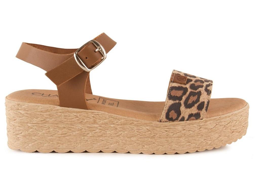 Sandalias con cuña Chamby 327 en leopardo para mujer
