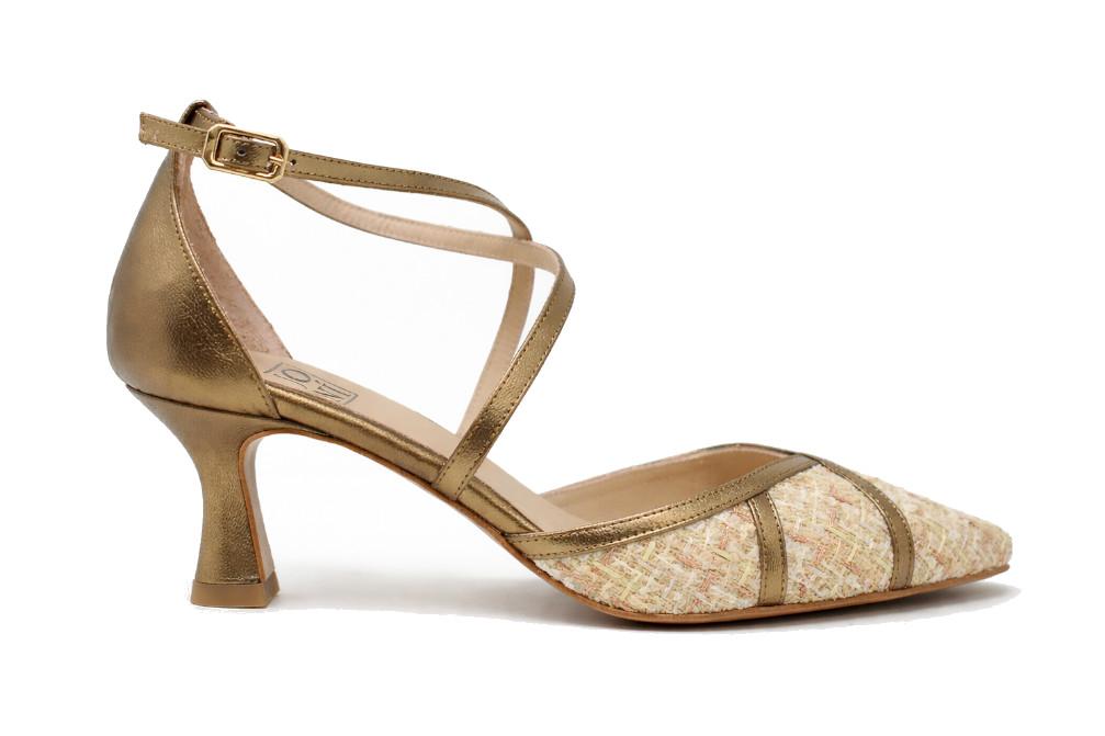Zapatos de tacón medio Joni 30341 en color crema