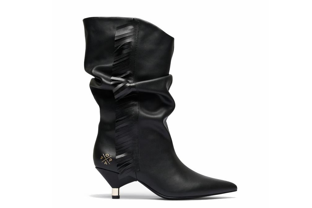Botas de piel Popa Takayama BS41803 negras con flecos
