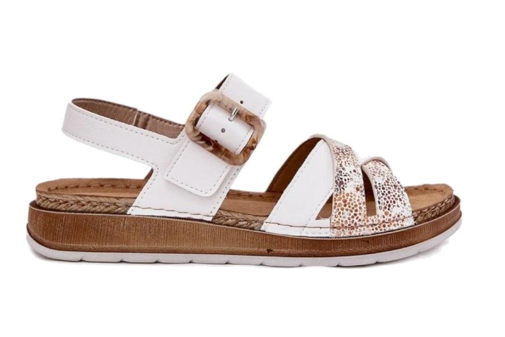 Sandalias planas cómodas inblu GS000056 en blanco