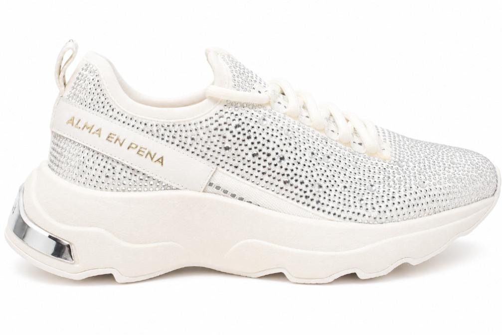 Zapatillas Alma en Pena V2652601 con Pedrería y Plataforma Blanca
