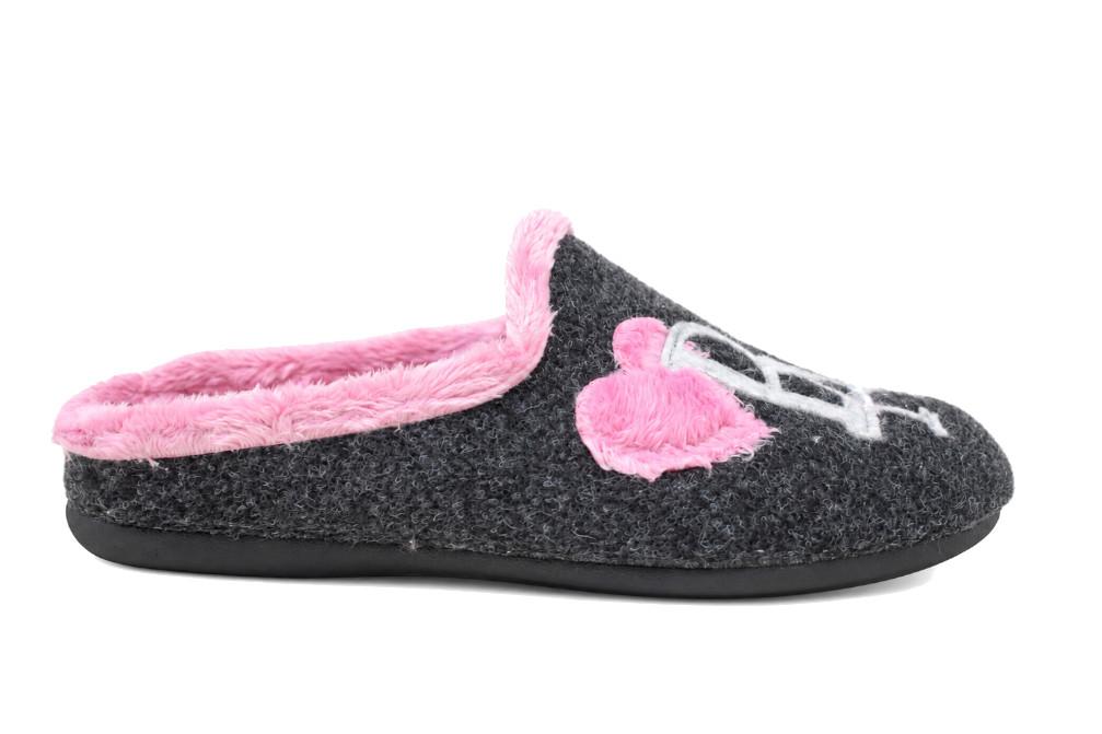 Zapatillas de casa Cabrera 3238 gris antracita para mujer, destalonadas con diseño París