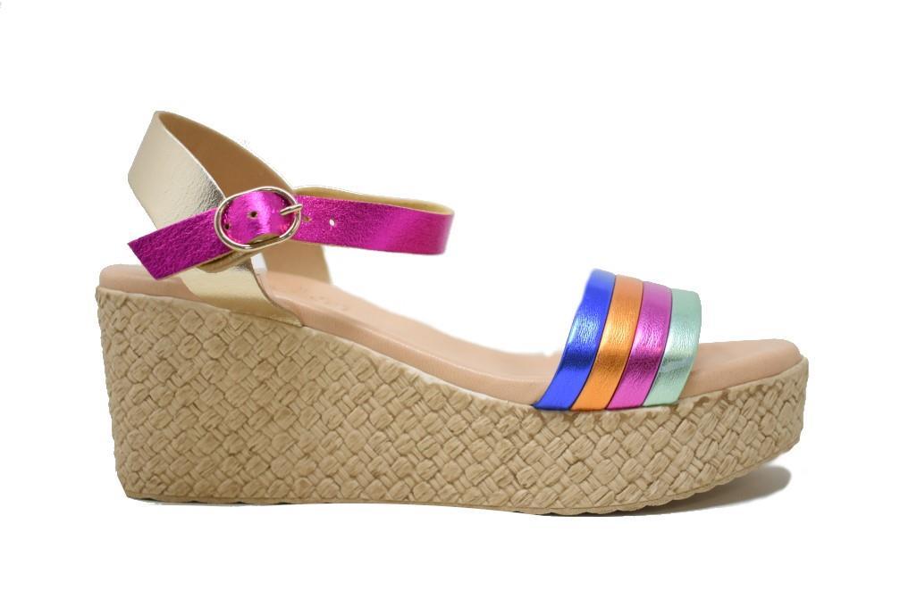 Sandalias con cuña Fiordi 2415 multicolor para mujer