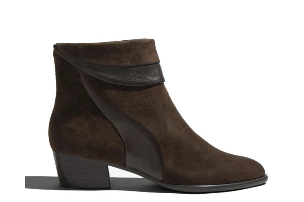 Botines de piel y ante marrón oscuro Regarde le Ciel Lori-03 para mujer