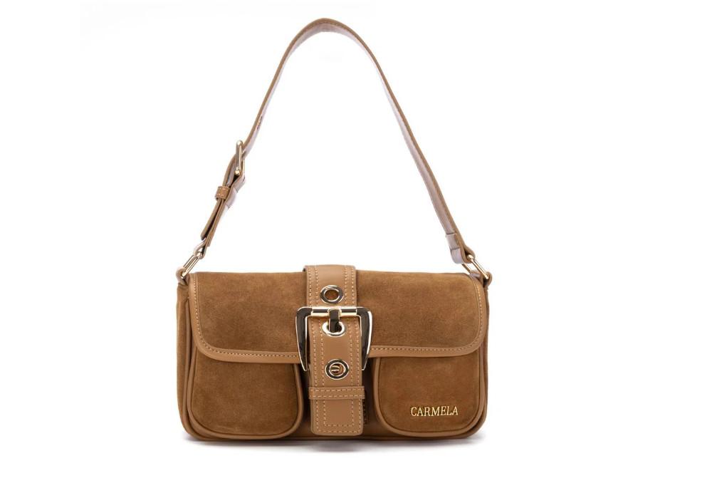 Bolso bandolera Carmela 186195 Camel en serraje color camel