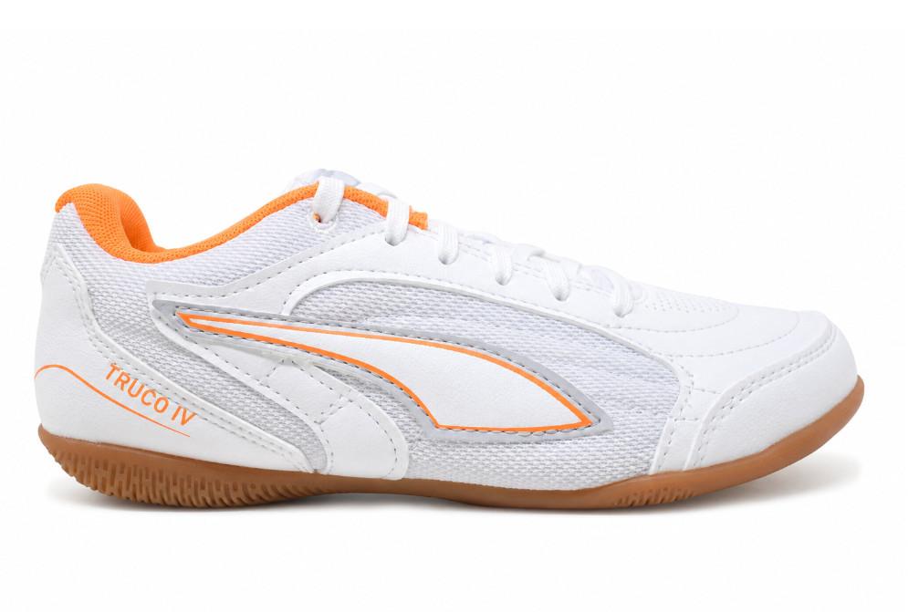 Zapatillas de Fútbol Sala Puma Truco IV 108970 para Niño en Blanco y Naranja