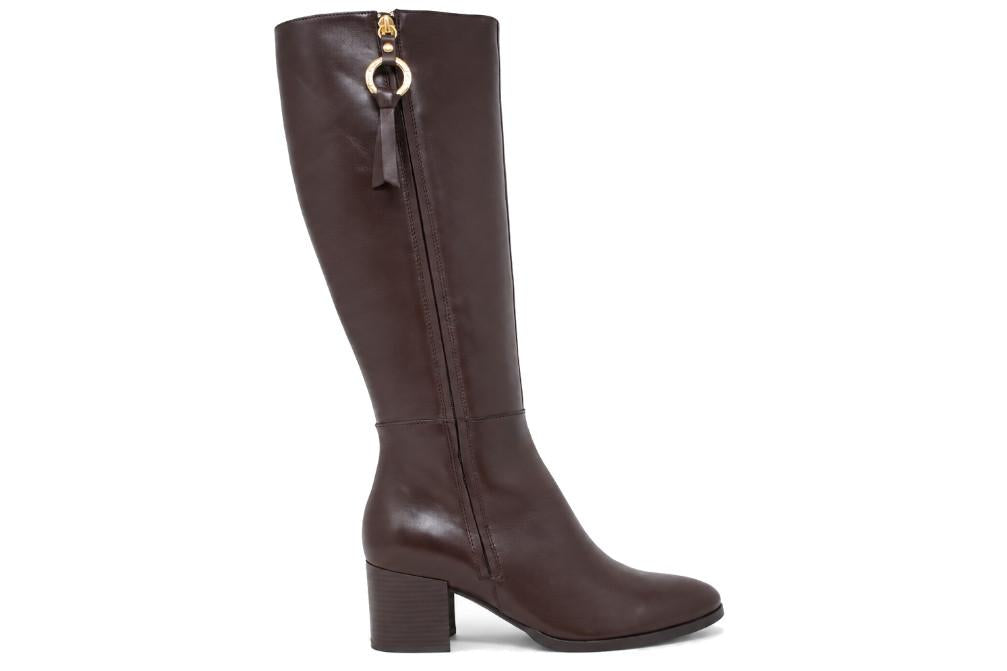 Bota alta de piel castaña hasta la rodilla Regarde le Ciel Taylor-16 para mujer