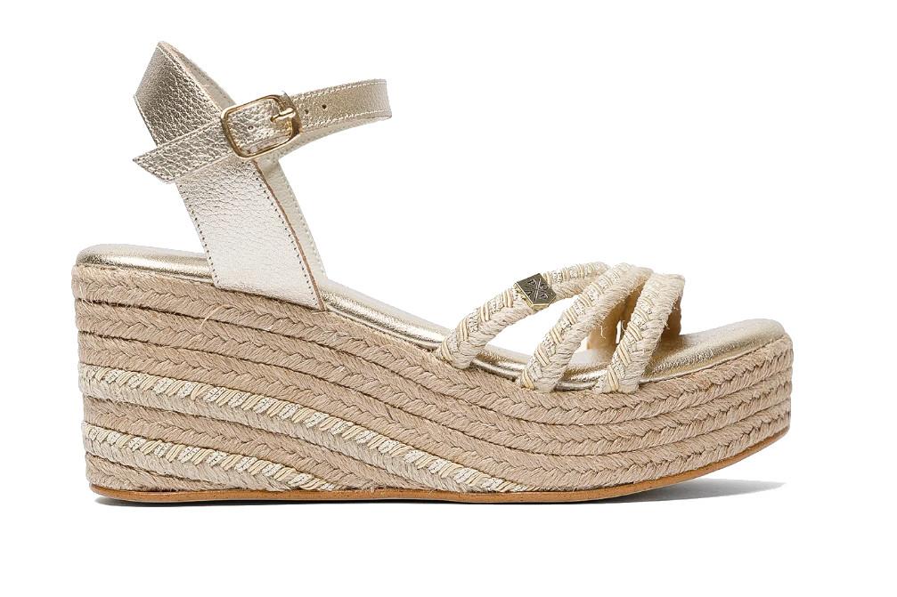 Sandalia con cuña Popa Albany Yute en oro para mujer
