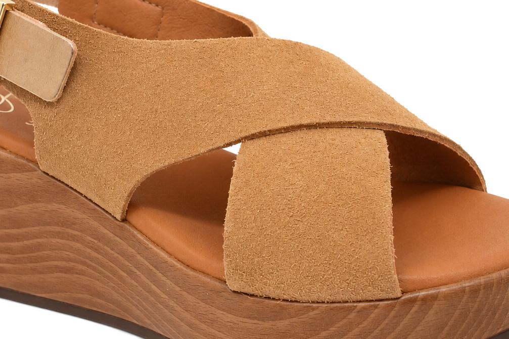 Sandalias con cuñas Oh! My Sandals 6039 Muscade para mujer de piel