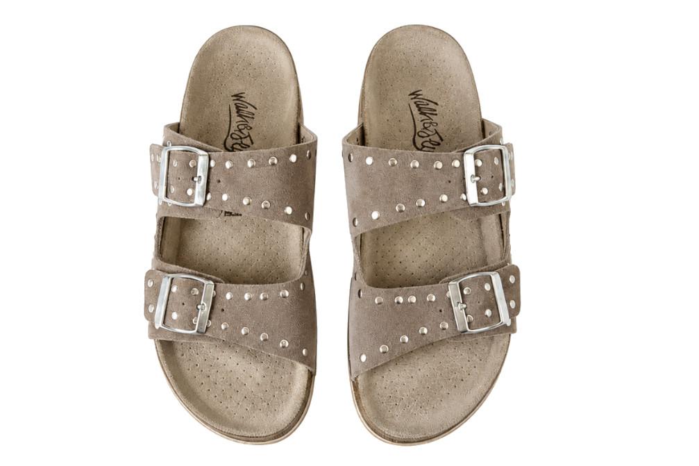 Sandalias mujer Walk & Fly Dover 47813 taupe | Sandalias de piel cómodas con hebilla