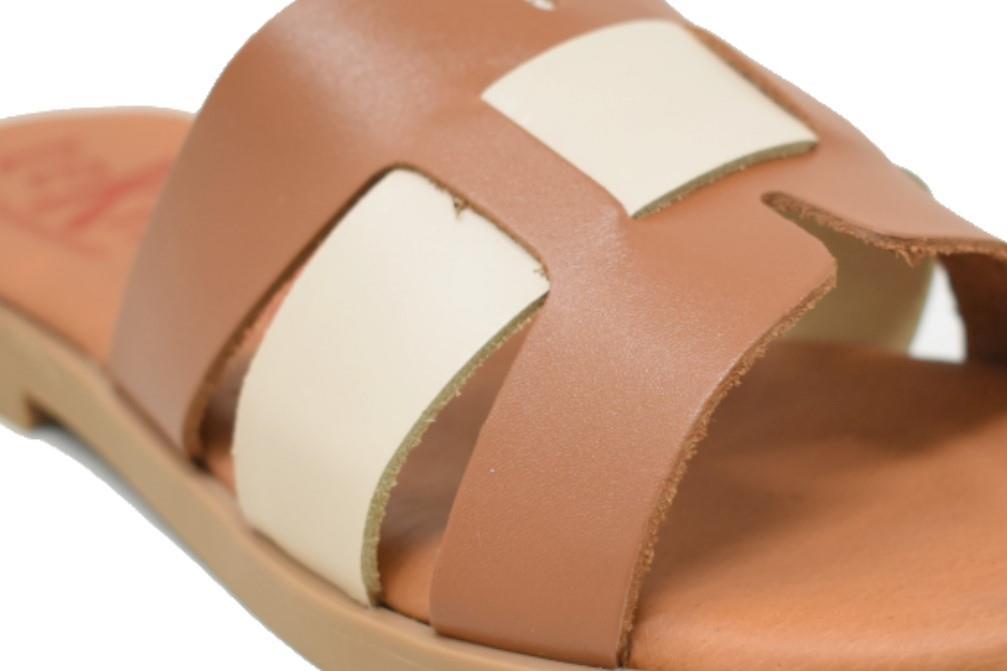 Sandalias de pala planas Tekila 144 en cuero para mujer