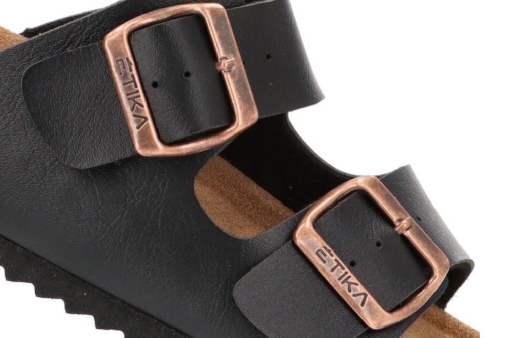 Sandalia Bio ETIKA 41012 Negro para Hombre | Sandalias Planas con Hebillas y Plantilla Confort