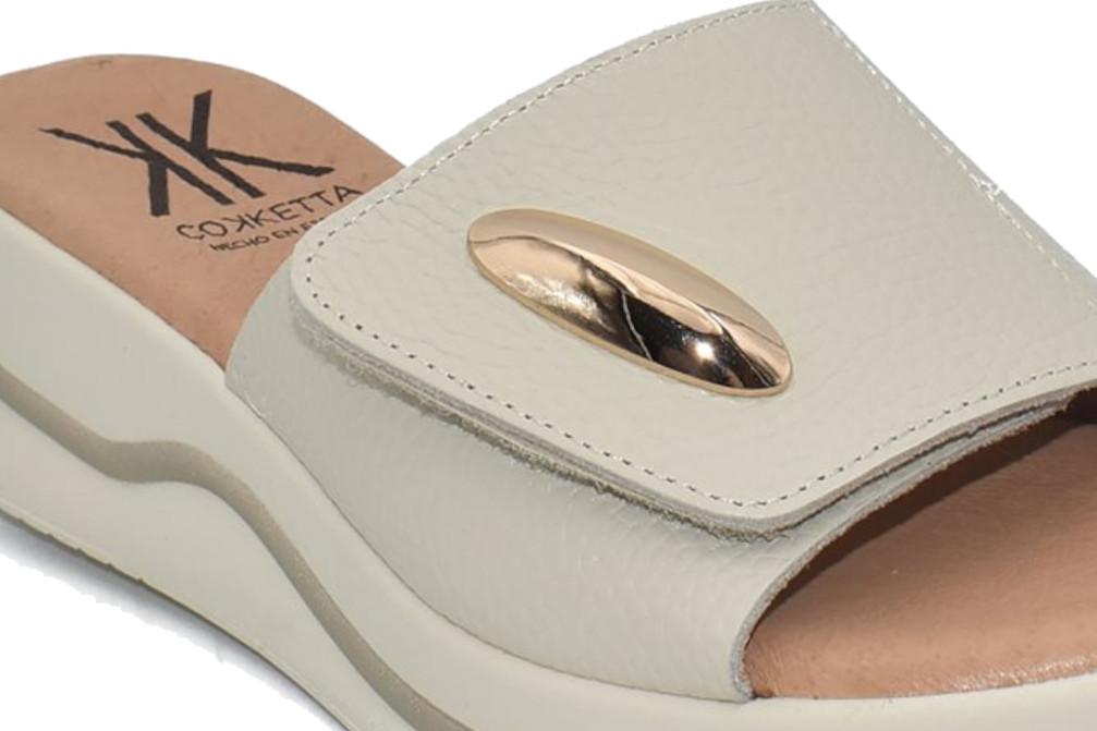 Zuecos de Mujer Cokketa 928 Beige con Plataforma y Plantilla de Gel