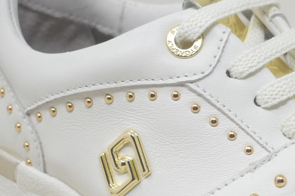 Zapatillas deportivas Stonefly Mina 4 Blancas Mujer con Tachuelas | Sneakers Piel Cómodas